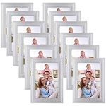 Giftgarden 12-Piece Picture Frames 10 x 15 cm Silver for 15 x 10 Photos Photo Frame Collage Set with Plexiglass Wall or Table Stand