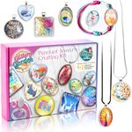 Glittery Garden Girls Jewelry Making Kit. Best Necklace Pendant & Bracelet Crafting Set with Glass Beads & Charms. Fashion Accessories, Arts Crafts Supplies. Birthday Gift