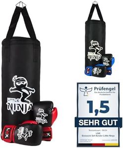 LNX Boxsack Set Kinder Little Ninja - 60cm gefüllt inkl. Boxhandschuhe Kids schwarz/blau