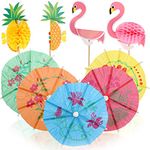 Cocktail Umbrellas Picks, 60PCS Tropical Hawaiian Party Decorations, Drink Umbrella Picks, Pineapple Sticks and Bird Sticks for Decor Drinks, Party, Bar, Dessert, Party Decorations Supplies