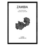 Poster of Zambia. Sheets of countries and continents. A3 size