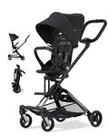 Unilove On The Go 2-in-1 Lightweight and Frame Stroller with Reversible Toddler Seat, Compact Fold MultiPosition Recline Canopy Pop Out Sun Visor More for Travel (Bubble Black) ,1.0 Set ,15.0 pounds