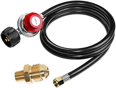 5 feet 0-20 PSI Adjustable High Pressure Propane Regulator with Hose, LP Gas Grill Regulator Hose with 1/8 MNPT Pipe Fitting for QCC1 Tank,Fits for Grill,Burner,Turkey Fryer,Cooker,Firepit and More