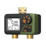 Diivoo 2 Zone Water Timer for Garden Hose, Programmable Sprinkler Hose Timer with Brass Inlet & Outlet, IP66 Waterproof, Rain Delay & Manual Mode for Irrigation, Lawn, Yard