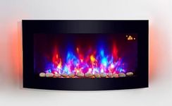 2024 TruFlame 89.2cm Wide Black Curved Glass Wall Mounted Arched Glass Electric Fire with Pebble Effect and GLOW Side LEDs