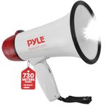 Pyle Megaphone Speaker with Siren, 30W Loud Portable Bullhorn PA System with Adjustable Volume, LED Lights and Built in Siren, Ideal for Sports, Cheerleading, Coaches, Safety Drills and More