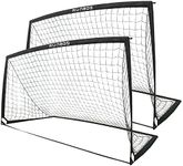 RUNBOW 9x5 ft Portable Kids Soccer Goal for Backyard Adult Junior Large Practice Soccer Net with Carry Bag (9x5FT, 2 Pack, Black)