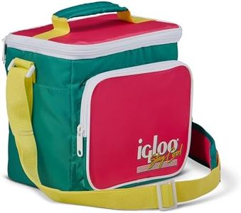 Igloo 90s Retro Collection Square Lunch Box Cooler with Front Pocket and Adjustable Strap, Neon