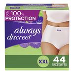 Always Discreet Incontinence & Postpartum Incontinence Underwear for Women, XXL, 44 Count, FSA HSA Eligible, Maximum Protection, Disposable (22 Count, Pack of 2 - 44 Count Total)