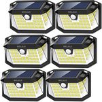 Solar Lights Outdoor, [6 Pack] 188 LED Solar Security Lights Outdoor Motion Sensor with 3 Modes, 270ºWide Angle IP65 Waterproof PIR Solar Powered Wall Lights Outside for Garden Fence Door Yard Garage