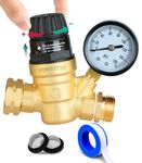 STMOUTUO RV Water Pressure Regulator for RV Camper. Brass Lead-Free Adjustable RV Water Pressure Regulator with 0-160 PSI Gauge ，Reducer Valve W Filter，Package includes 1 raw tape for water pipes.