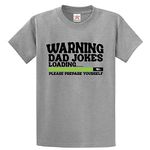 Stars and Stripes Warning Dad Jokes Loading Please Prepare Yourself Adults T-Shirt(L, Heather Grey)