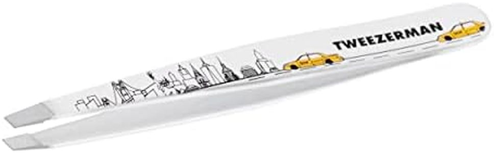 Tweezerman New York City Full Size Slant Tweezer – Tweezers for Facial Hair Removal & Eyebrow Shaping. for Men or Women., Silver