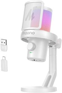 MAONO Mikrofon Kabellos für PC, Gaming Mikrofon mit Software-AI-Stimmänderung, Geräuschunterdrückung, Benutzerdefiniertem EQ, Einstellbaren RGB-Lichtern für Gaming, Podcasting, Streaming, DM40 Weiß