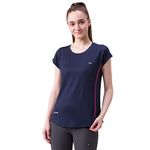 Berge' Ladies Polyester Dry Fit Western Slim Fit Shirts & Slim Fit T-Shirt For Women, Quick Drying & Breathable Fabric, Gym Wear Tees & Workout Tops (Navy Colour), X Large