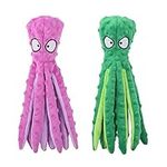 CPYOSN Dog Squeaky Toys Octopus - No Stuffing Crinkle Plush Dog Toys for Puppy Teething, Durable Interactive Dog Chew Toys for Small, Medium and Large Dogs Training and Reduce Boredom, 2 Pack