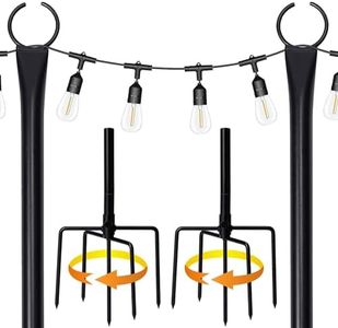 BIRDROCK HOME Poles for Outdoor String Lights - Weather Resistant, Durable, Easy to Install, Sturdy Pole for Garden, Patio & Backyard - Set of 2, 10ft, Black