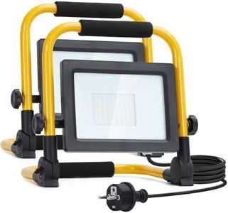 Aigostar Foco de Trabajo LED 30W,6500K Luz Blanca, 2740LM Luz de Trabajo con Giratorio 360º,Cable de 1.8M para Uso en Interiores y Exteriores,para Obra, Taller, Garaje, 2 piezas