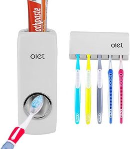 Conjunto de dispensador de pasta de dientes y organizador de cepillos de dientes de Carryme, Black and White