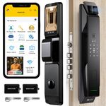 Golens Aluminium X88 Luxury Smart Door Lock|8 Ways Unlocking|3D Face Id|Fingerprint|Mobile App|Rfid Card|Pin|Otp|Mechanical Key|Camera Technology|Keyless Entry Digital Lock(2 Year Warranty),Black