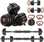 OKSTENCK 66LBS 4 in 1 Adjustable Dumbbell Set - Free Weights Dumbbells Set with Connecting Rod Used as Barbell & Non-Slip Handles & Kettle-Bell Base for Home and Gym