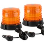 ASPL 2pcs LED Warning Flash Beacon Lights, 60 LED Amber Warning Safety Flashing Strobe Lights with Magnetic and 16 ft Straight Cord for Vehicle Truck Tractor Golf Carts UTV Car Bus,12V-24V