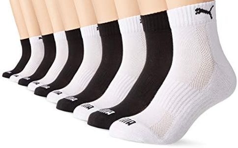 PUMA Unisex Puma Unisex Cushioned Quarter (5 Pack) Socks, Black White, 2.5-5 UK