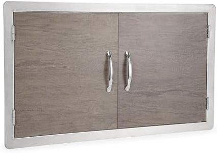 Stanbroil BBQ Access Door Outdoor Kitchen Doors 36W x 21H Inch - Wood Grain Double Door for Commercial BBQ Island, Grill Station, Outdoor Cabinet