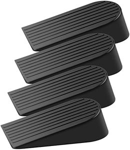 Lot de 4 butées de porte extra larges en caoutchouc, très résistantes, noires pour sol, grandes butées de porte antidérapantes pour terrasse, extérieur, maisons, bureaux, garage