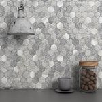 BeNice Peel and Stick Backsplash Tiles for Kitchen,Tile Stickers Peel and Stick on Bathroom Tiles for Wall Tile Panels Mosaic Tiles Backsplash(Hexagon Gray,10 PCS)