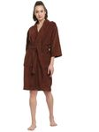 CREEVA Luxury 100% Cotton Unisex Shawl Collar Bathrobe, Super Soft Velour & Terry, Highly Absorbent-Perfect for Gym, Shower, Spa, Hotel, Nightwear, Gift, Small, Brown