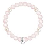 Thomas Sabo Women Charm Bracelet Freshwater Pearl Rose Quartz Charm Club 925 Sterling Silver X0222-469-9