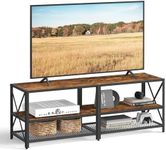 VASAGLE TV Stand, TV Console for TVs Up to 65 Inches, TV Table, 55.1 Inches Width, TV Cabinet with Storage Shelves, Steel Frame, for Living Room, Bedroom, Rustic Brown and Black ULTV094B01