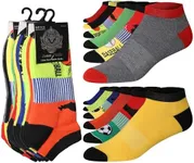 JAMES FIALLO Men's 12-Pairs Performance Low Cut Athletic Mixed Game Day Field to Foot Sport Socks, 2931-T1