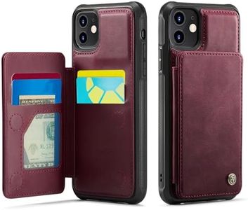 Vinich for iPhone 12/12 Pro Wallet Case with Card Holder, RFID Blocking Credit Slots Kickstand Shockproof Phone Cover for Women Men, Burgundy