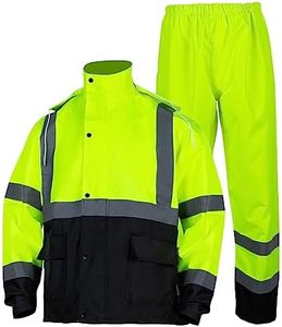 FONIRRA Hi Vis Safety Rain Jacket for Men,Class 3 High Visibility Rain Gear,Rain Suits for Men Waterproof Heavy Duty for Work, Yellow, Large-X-Large