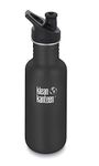 Klean Kanteen Classic Stainless Steel Single Wall Non Insulated Water Bottle with Sports Cap 18oz Slate Black