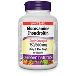 Webber Naturals Glucosamine Chondroitin, Triple Strength, 90 Tablets, Helps Relieve Joint Pain Associated with Osteoarthritis, Non-GMO, Gluten and Dairy Free