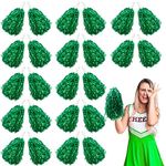 Lovecheer 24PCS Green Pom Poms Cheerleading Metallic Cheer Pom Poms with Handle for Team Sports Spirit Party Dance Gifts