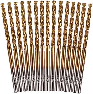 Mulwark M35 15 Piece Cobalt Drill Bit Set - Titanium Nitride Coated Metal Jobber Drill Bit Set for Hardened Steel, Plastic or Wood (1/8 - Inch)