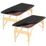 Macarrie 2 Pcs PU Leather Massage Table Cover Sheet PU Vinyl Leather Massage Table Protector Cover Waterproof Massage Table Sheets Massage Table Cover for Tables 28''-31'' Wide, 74'' Long, Black