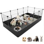 XiaZ Guinea Pig Cage with Waterproof PVC Bottom Liner & One-Hand Release Hook, Triple Fixing C&C Cage for Guinea Pigs, Bunny, Rabbit, Hedgehog, Small Animal Indoor Playpen 48''L x 24''W x 16''H