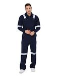 Associated Uniforms Men's 100% Cotton Industrial Work Wear Coverall Boiler Suit of 240 GSM with Reflective Tape (M-38, NAVY BLUE)