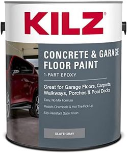 KILZ 1-Part Epoxy Acrylic Concrete and Garage Floor Paint, Interior/Exterior, Satin, Slate Gray, 1 Gallon