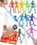 UpBrands 144 Party Favors for Kids Stretchy Skeleton Bulk Set - 12 Colors, Kit for Birthday's, Halloween, Goodie Bags, Easter Egg Basket, Pinata Filler, Small Toys Classroom Prizes