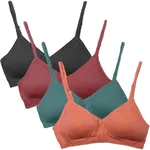 Kalon Women’s 4 Pack Demi Padded Bralette Wireless Comfortable Bra (S/M, F. Fest)