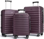 LIGHT FLIGHT Luggage Sets, 3 Piece Durable Suitcase Set with Spinner Wheels, 3 Pcs Hard Shell Lightweight Luggage with TSA Lock, Large Checked Travel Suitcases, 20/24/28 Inch,Purple