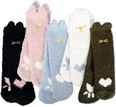Fuzzy Socks for Women, 5 Pairs Cat Claw Socks Warm Fluffy Cat Paw Socks Cozy Cat Feet Socks for Winter New Year Christmas Comfy Slipper Socks for Girls Women Gifts, One Size