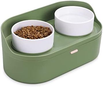 Navaris Pet Feeding Station with 2 Bowls - Elevated Dog Bowls with Food Storage - Dog or Cat Food and Water Bowl Set with Raised Stand - Ideal for Large Dogs