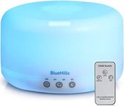 BlueHills Premium 1000 ML XL Essential Oil Diffuser Aromatherapy Humidifier with Remote for Large Room Home 18 Hour Run Huge Coverage Area 1 Liter Mood Lights Extra Large Capacity White D001